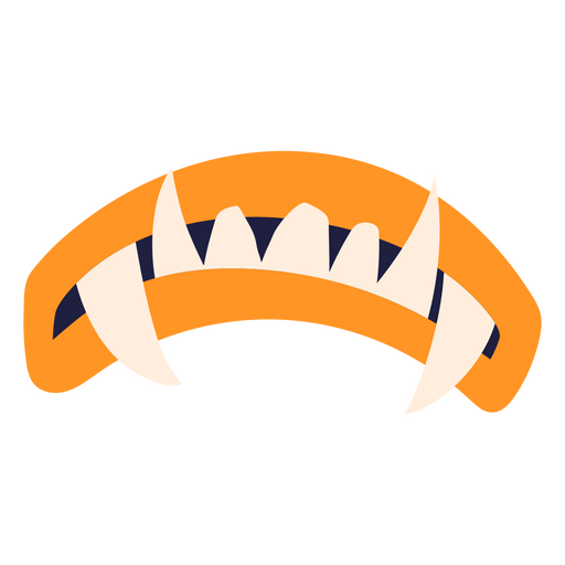 Boca de tigre naranja y negro. Diseño PNG