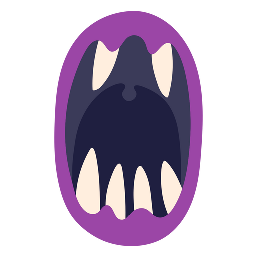 Boca de monstruo morado con dientes Diseño PNG