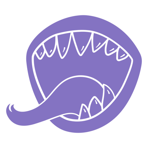 La boca de un monstruo morado con dientes. Diseño PNG