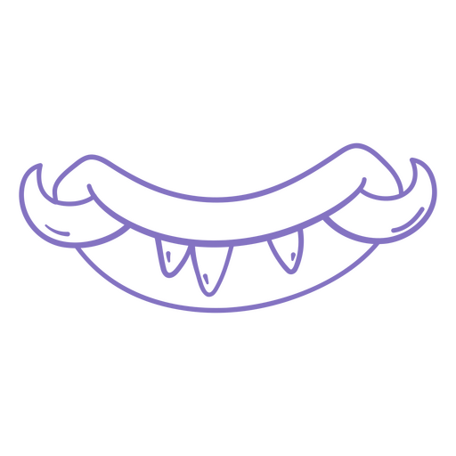 Lila Mund mit langen Zähnen PNG-Design
