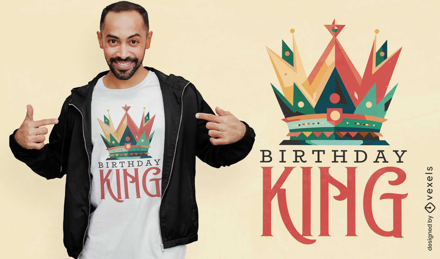 Design de camiseta de rei de aniversário