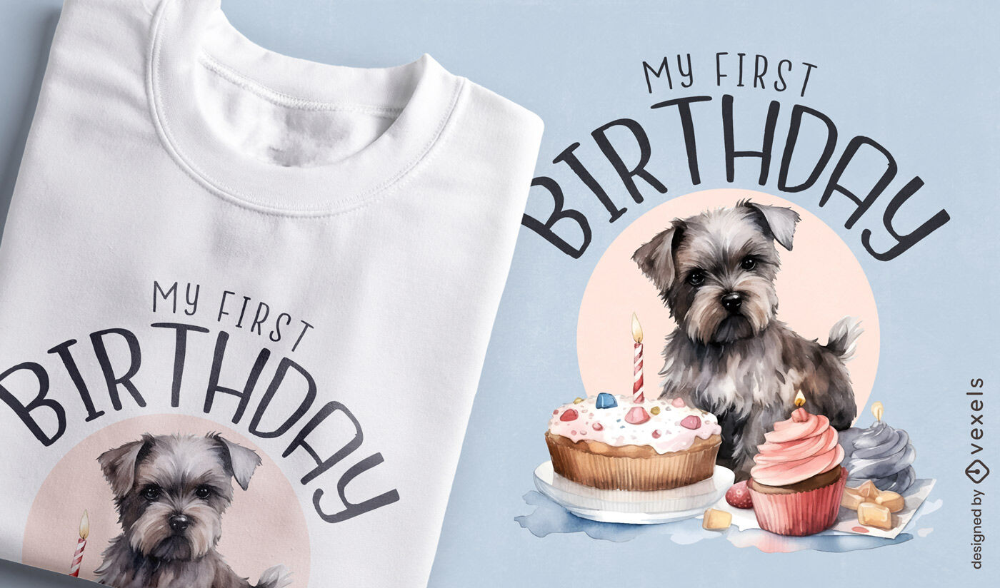 Design de camiseta de primeiro aniversário de cachorro