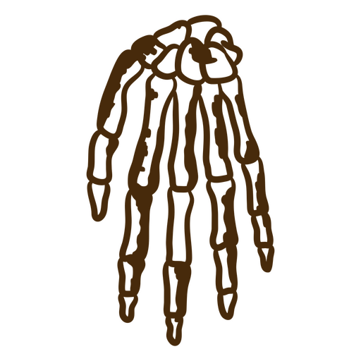 Mano marrón con un esqueleto. Diseño PNG