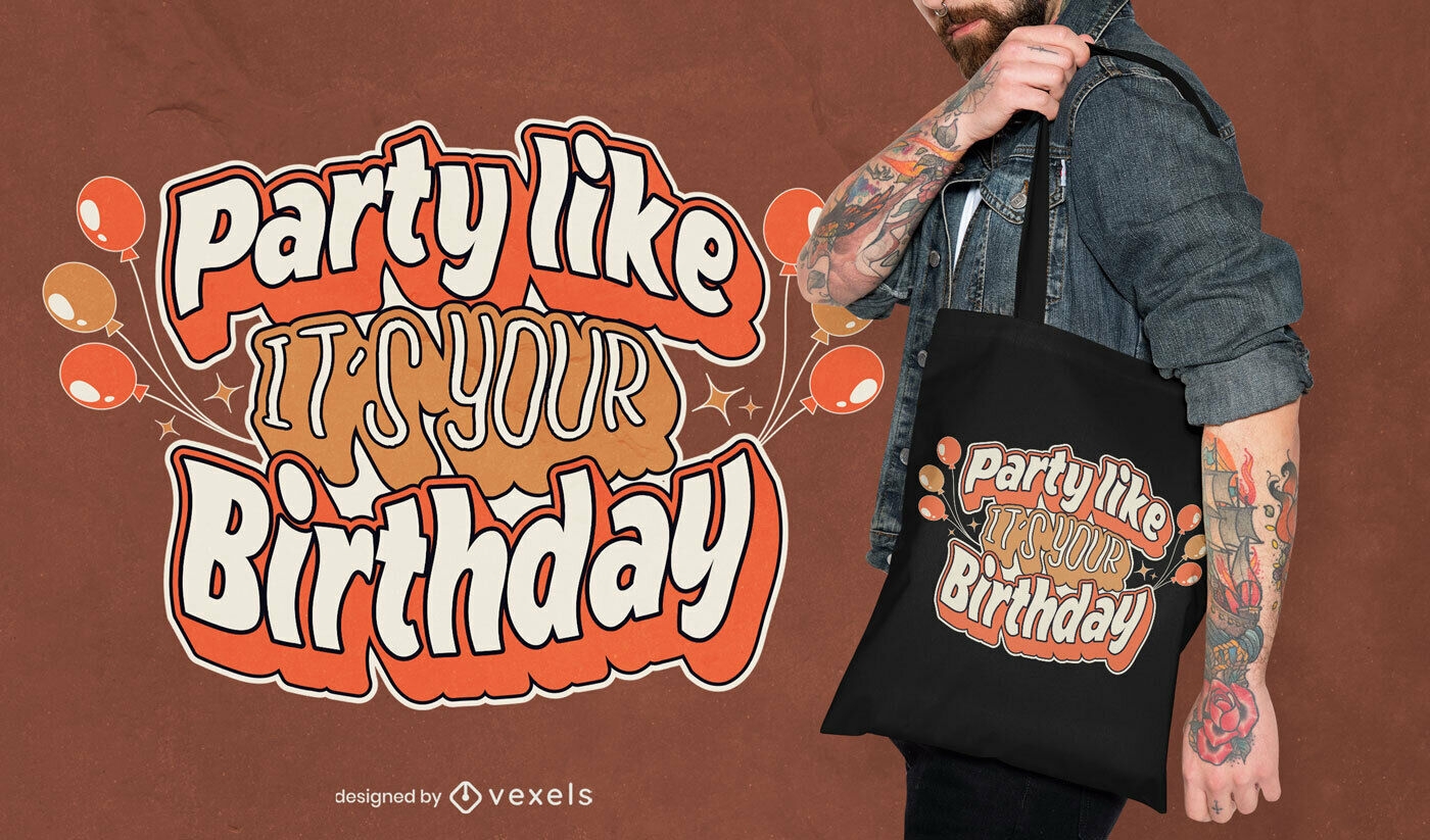 Party like a birthday tote bag design