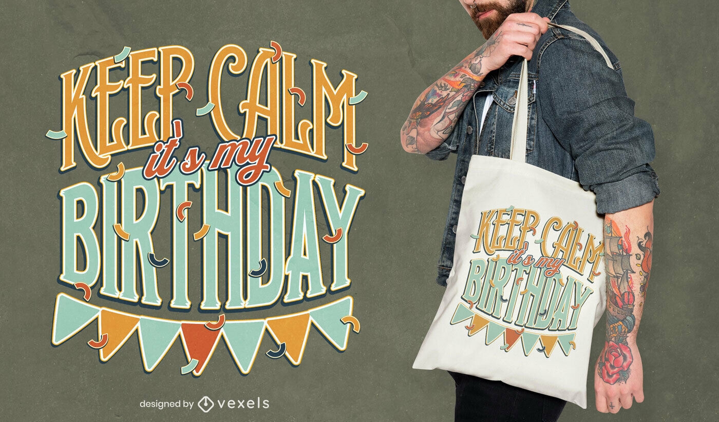 Vintage birthday celebration tote bag design