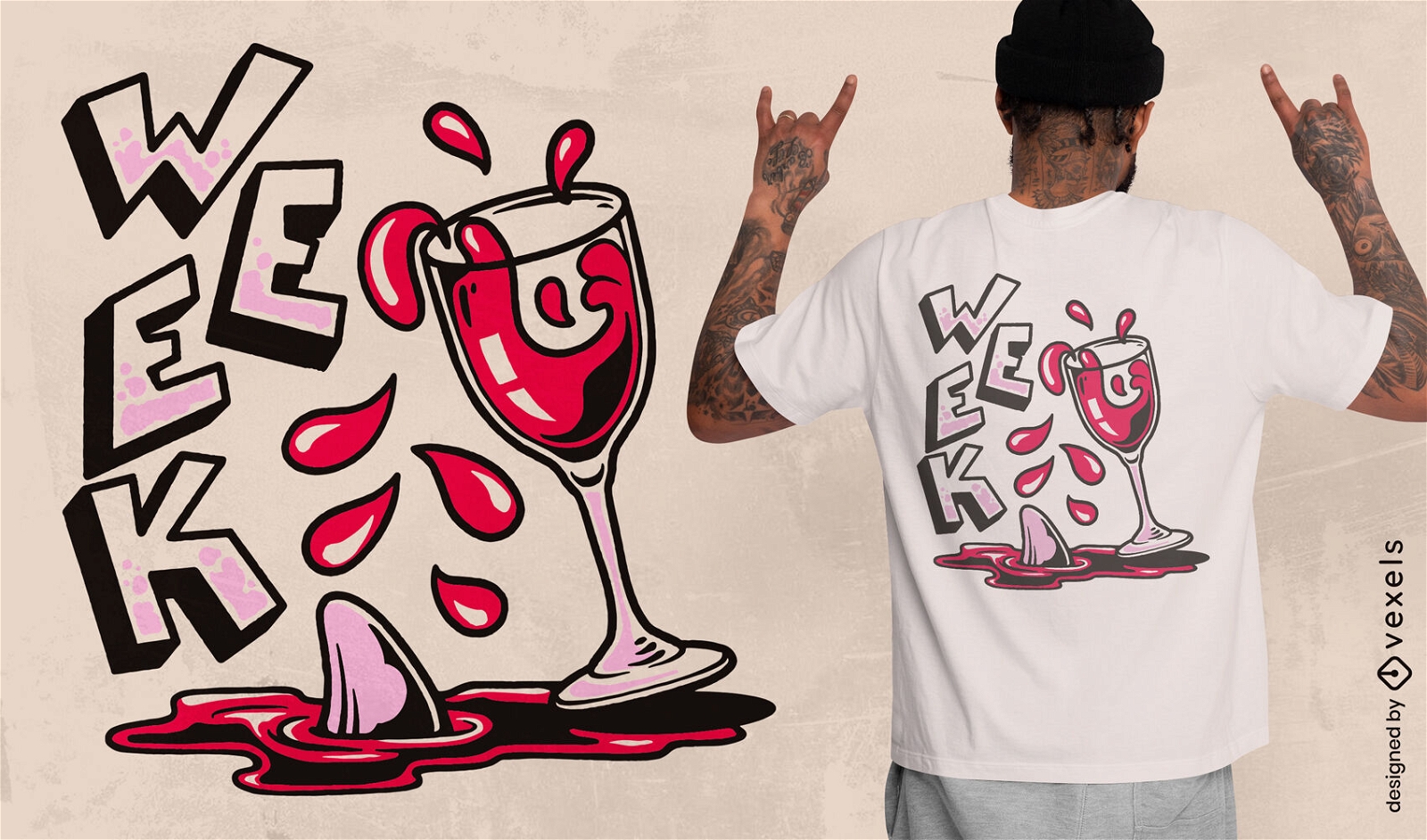 Wine shark t-shirt design