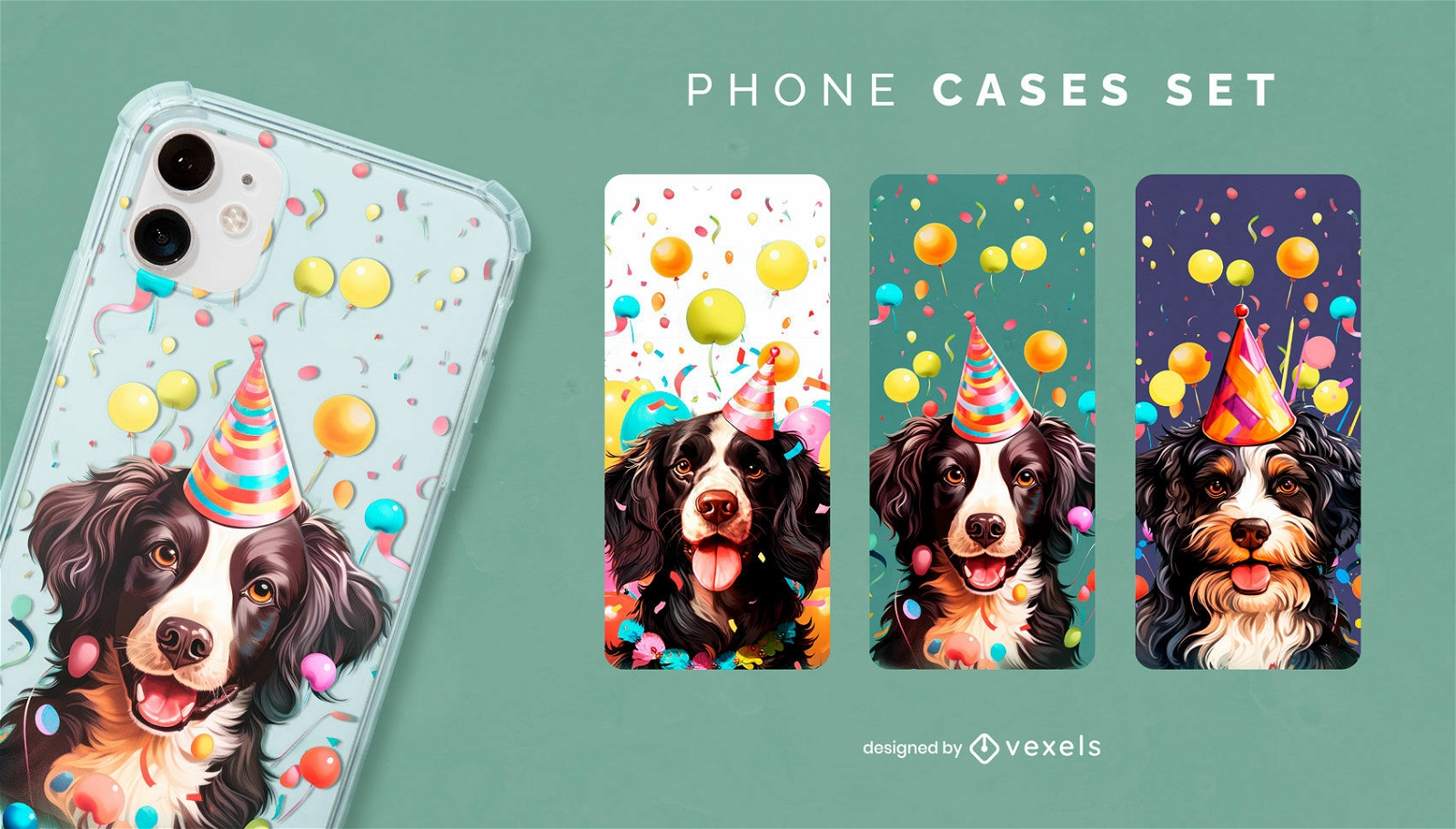 Diseño lindo de la caja del teléfono de los animales del perro del cumpleaños