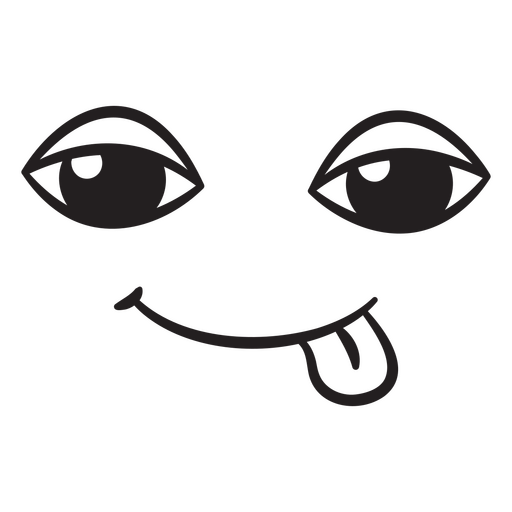 Black face with a tongue sticking out PNG Design