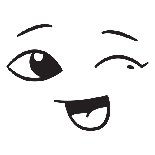 Cara negra con ojos y una sonrisa. Diseño PNG