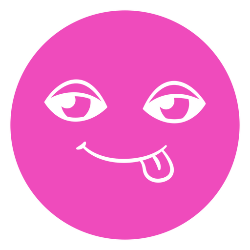 Pink emoticon with a tongue sticking out PNG Design