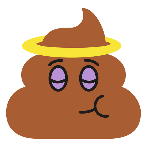 Caca marrón con un sombrero de ángel. Diseño PNG