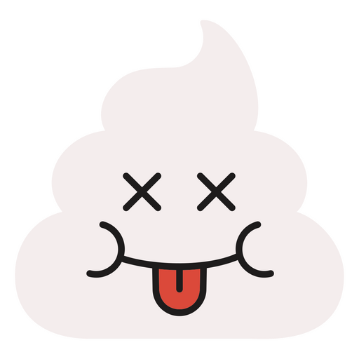 White poop with a tongue sticking out PNG Design