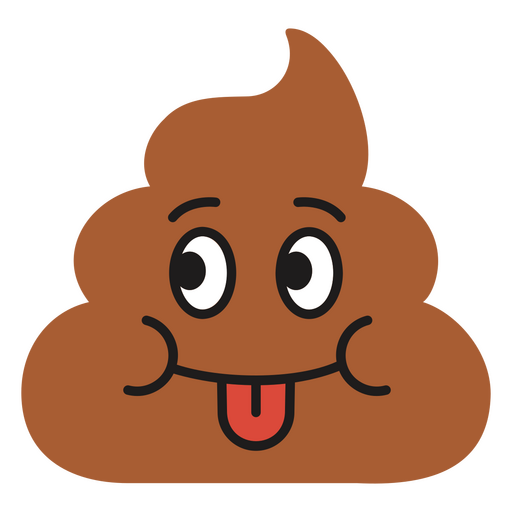 Brown poop icon with a tongue sticking out PNG Design