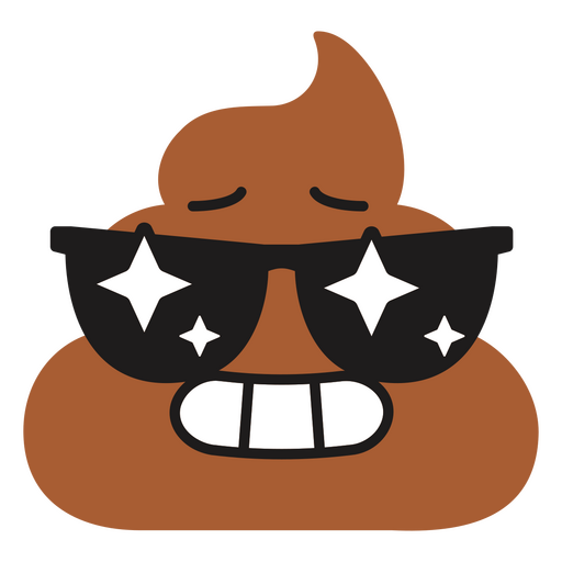Brown poop with sunglasses on his face PNG Design