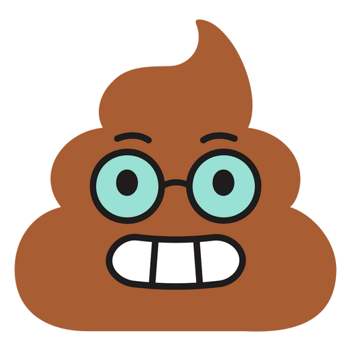 Brown poop with glasses and blue eyes PNG Design