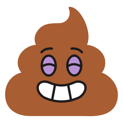 Brown poop with purple eyes and a smile PNG Design