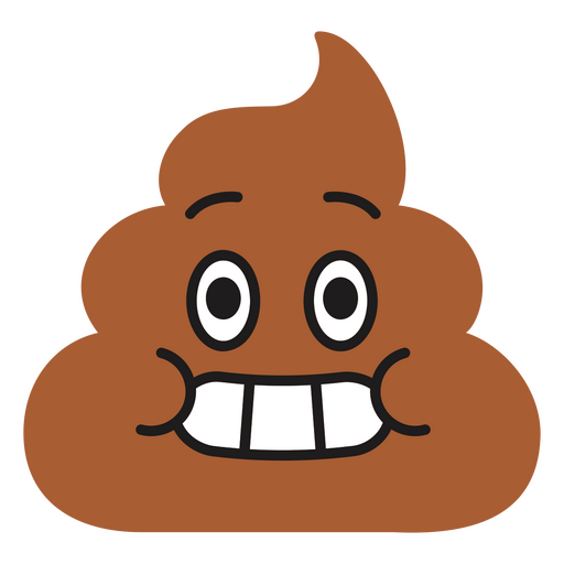 Cartoon brown poop icon with a smiling face PNG Design