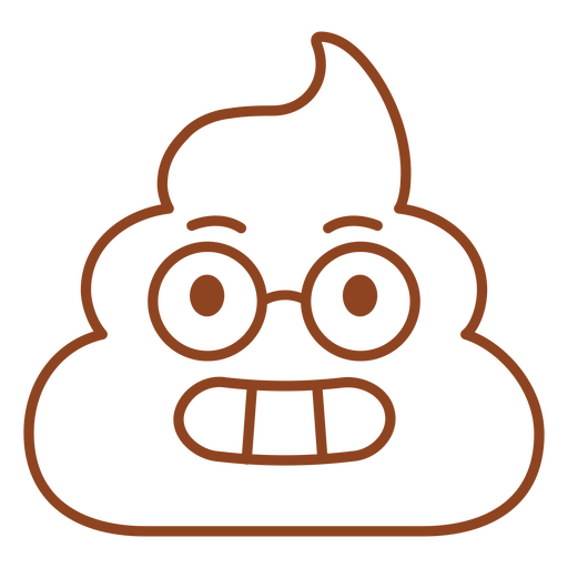 Ícone de cocô marrom usando óculos Desenho PNG