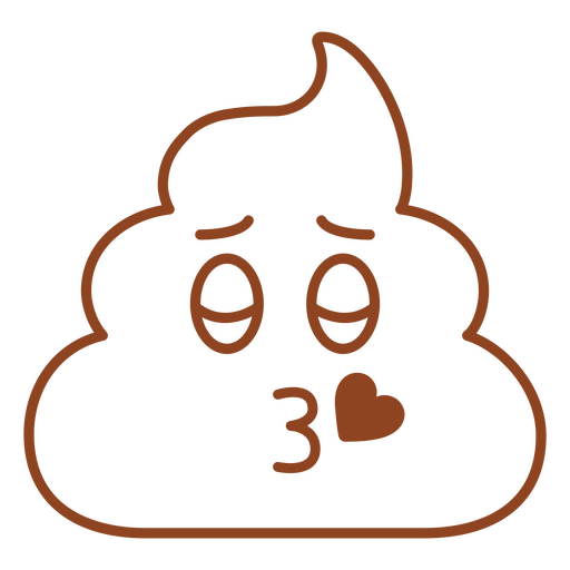 Brown poop with a heart kiss PNG Design