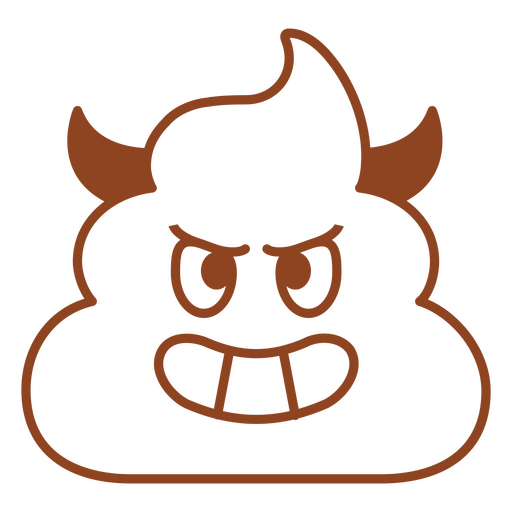 Brown poop icon with horns PNG Design