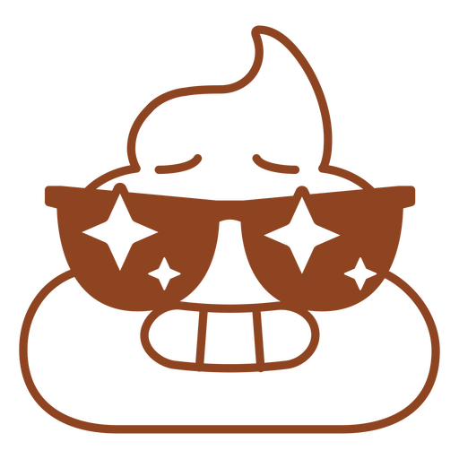 Caca marrón con gafas de sol brillantes Diseño PNG