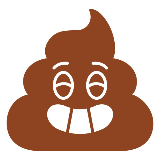 Ícone de cocô marrom com um rosto sorridente Desenho PNG