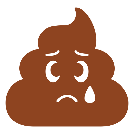 Ícone de cocô triste com uma lágrima Desenho PNG