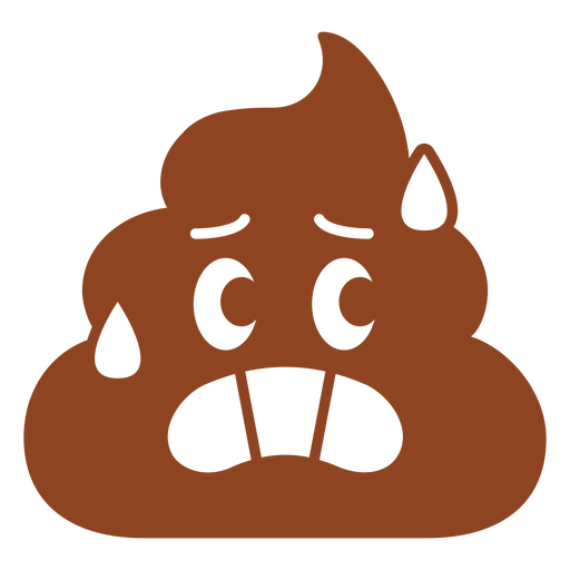 Icono de caca marrón con cara triste. Diseño PNG