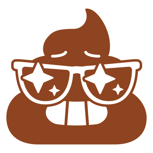 Caca marrón con gafas Diseño PNG