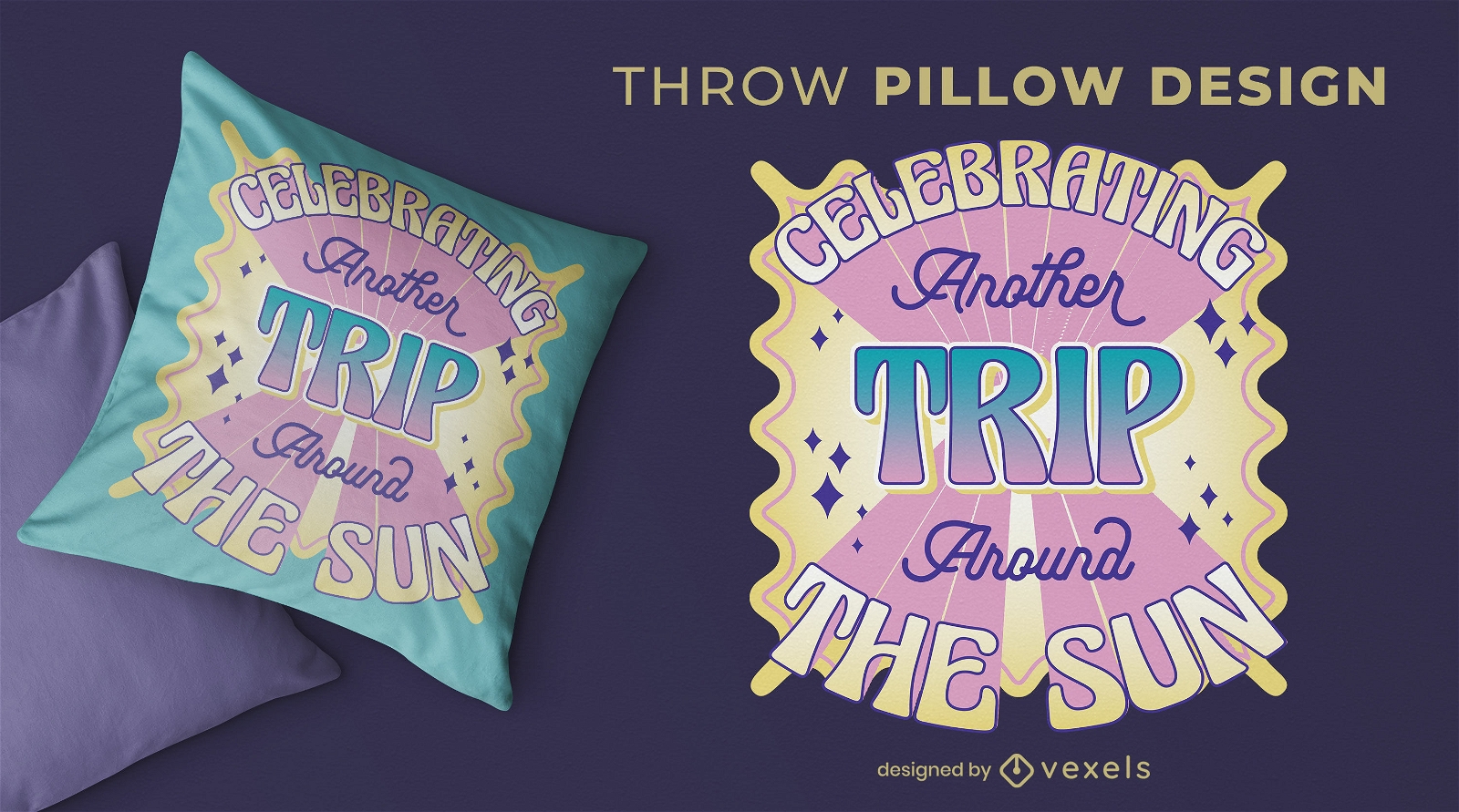 Retro birthday quote throw pillow design