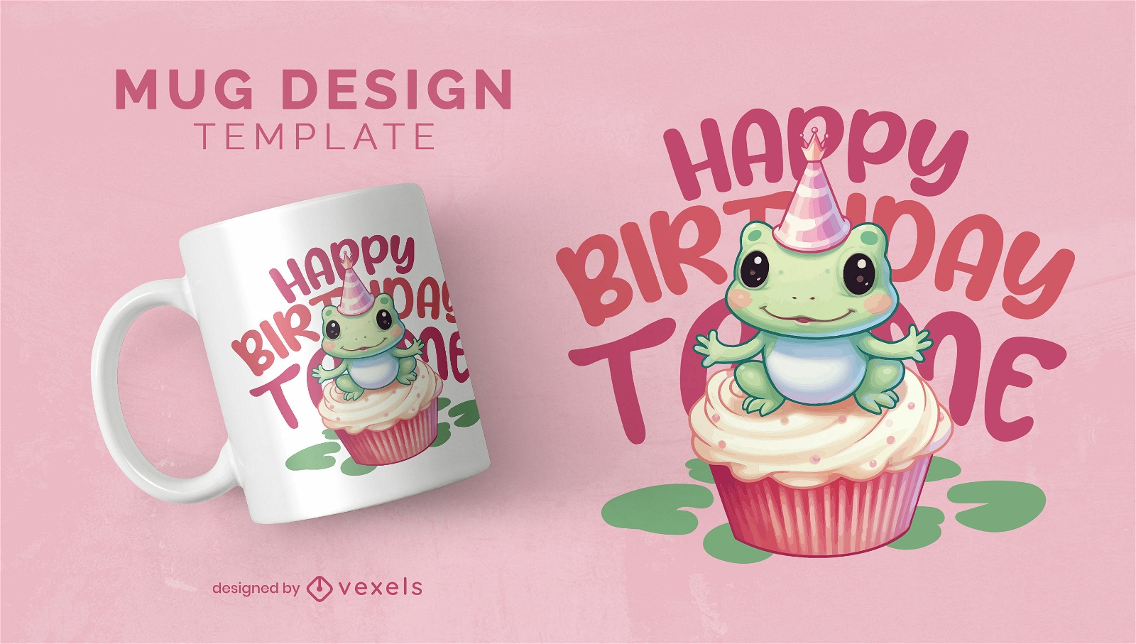 Cute frog animal on cupcake mug design