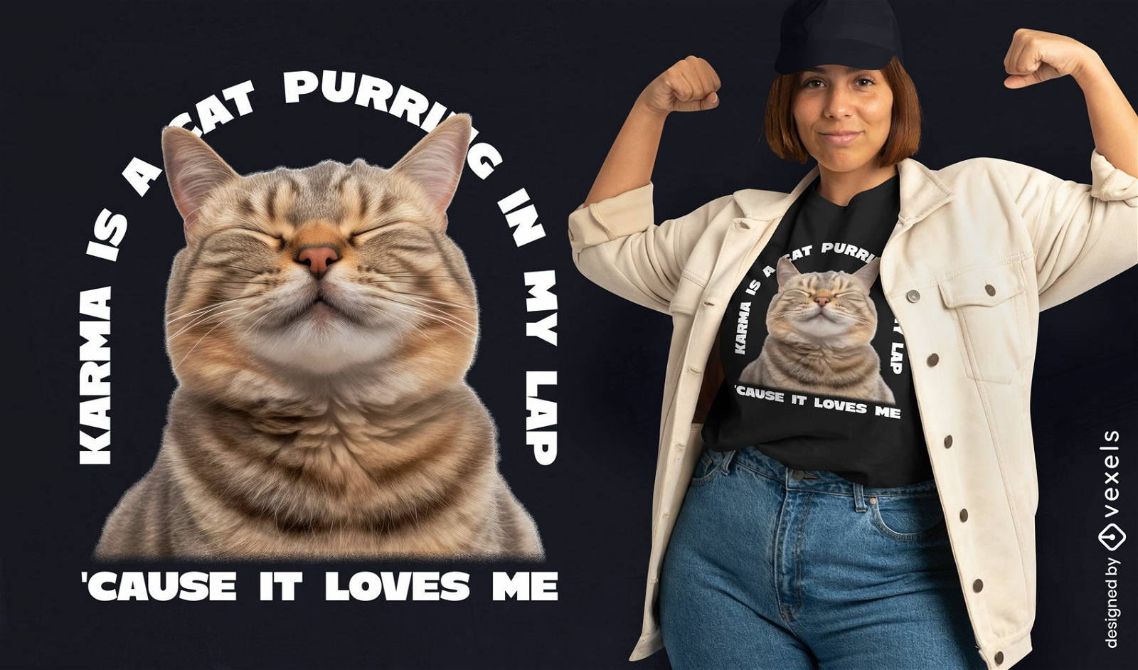 Diseño de camiseta con cita de ronroneo de gato.