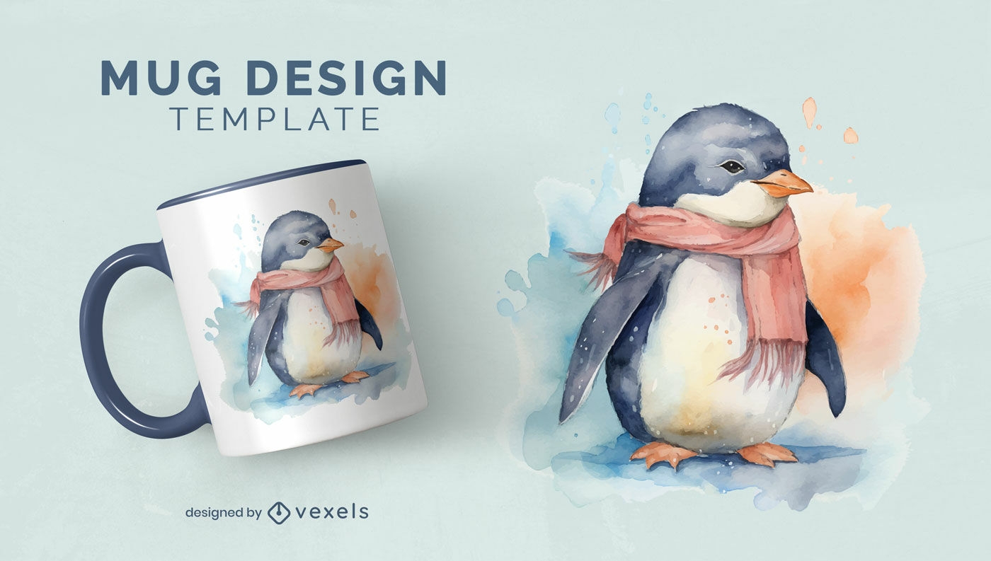 Aquarell-Pinguin-Tassen-Design