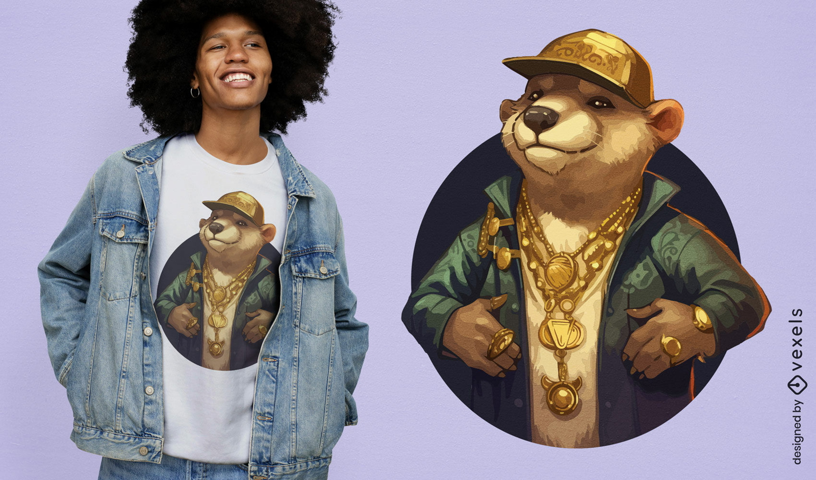 Dise?o de camiseta de nutria hip hop.