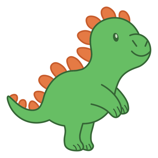 Dinosaurio de dibujos animados verde y naranja Diseño PNG