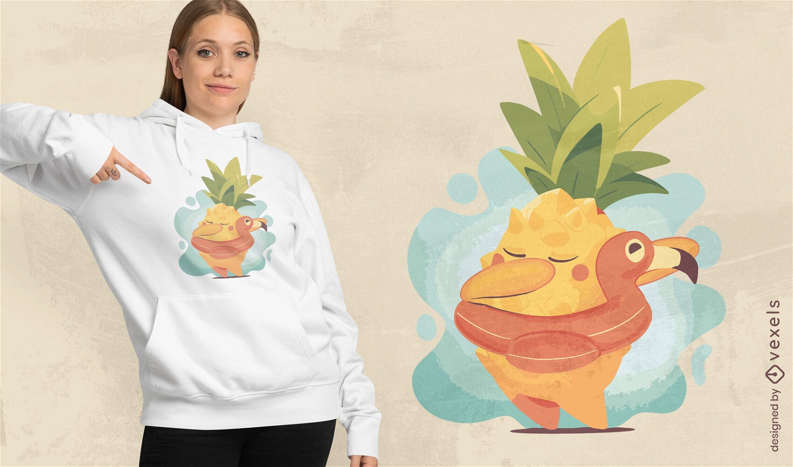 Ananas-Flamingo-Floatie-T-Shirt-Design