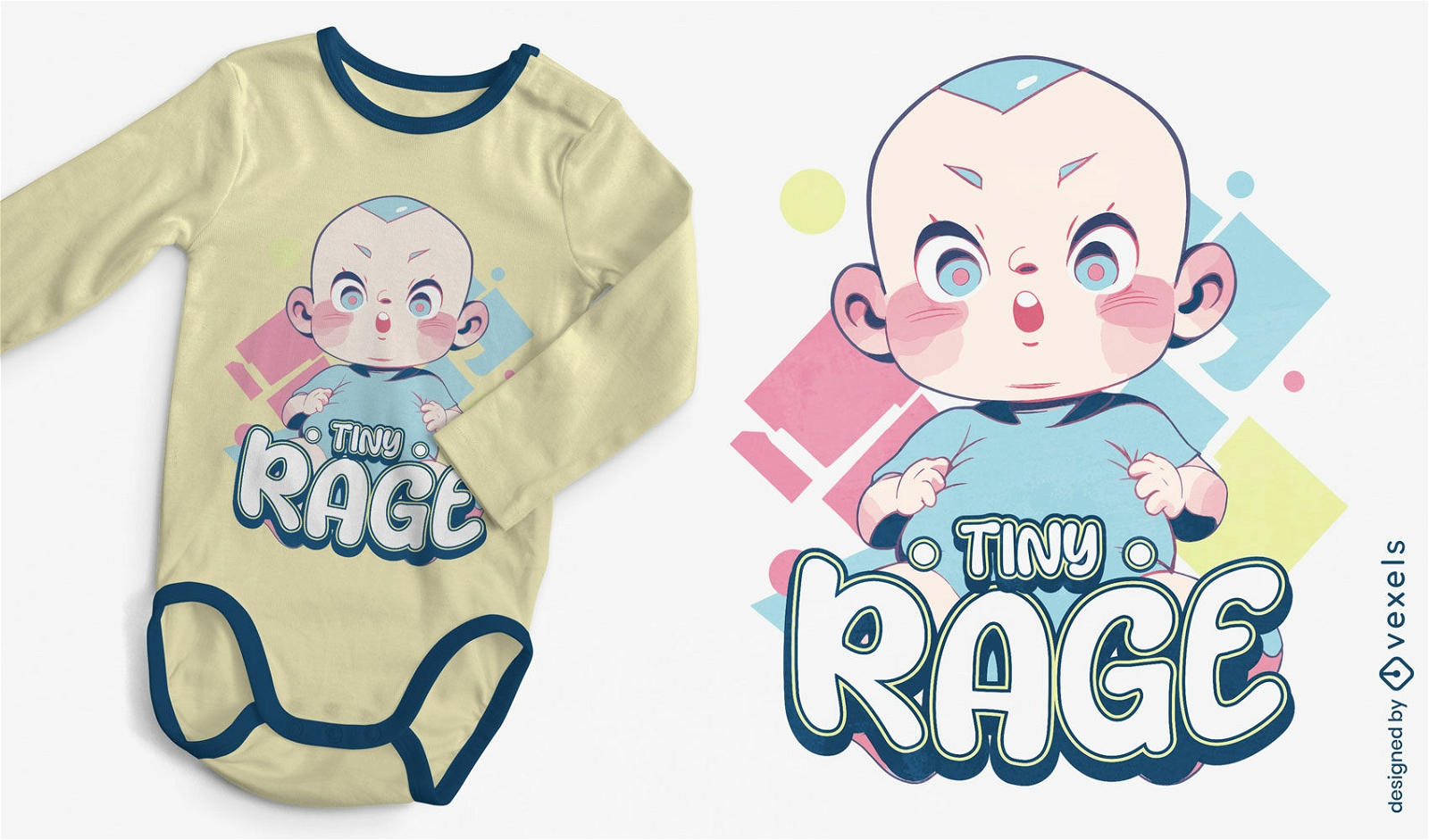 Design bonito de camiseta de bebê zangado