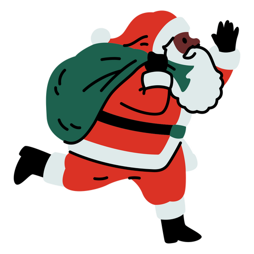 Santa claus running with a sack of gifts PNG Design