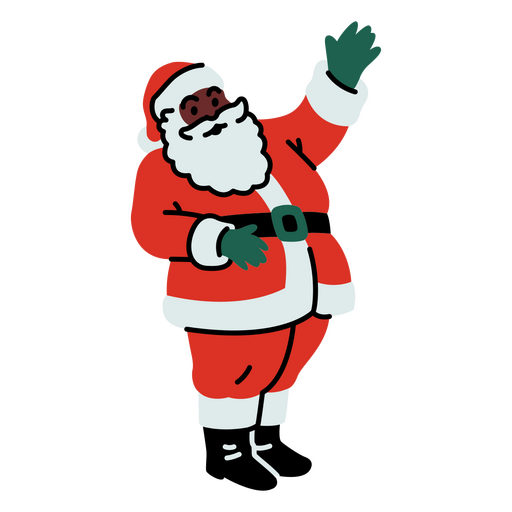 Papá Noel agitando su mano en el aire. Diseño PNG