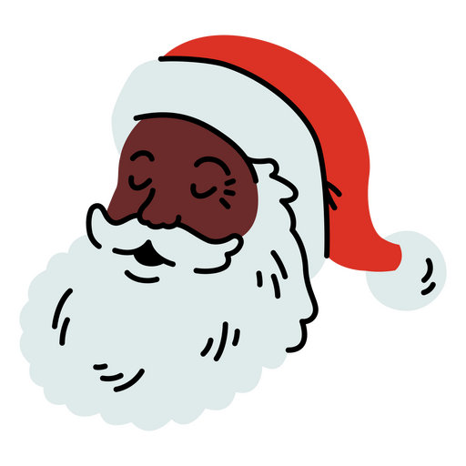 Black santa claus wearing a red hat PNG Design