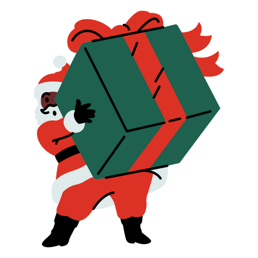 Papá Noel llevando una caja de regalo. Diseño PNG
