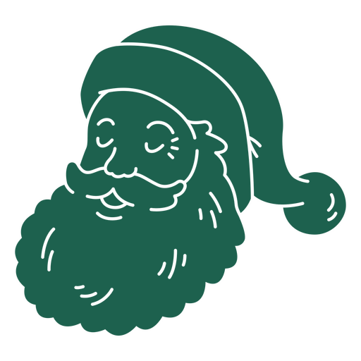 Green santa claus with a beard and mustache PNG Design
