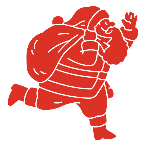 Santa claus running with a sack PNG Design