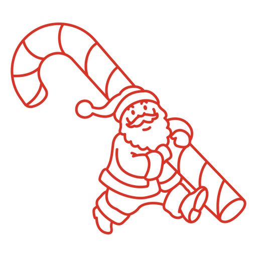Santa claus carrying a candy cane PNG Design