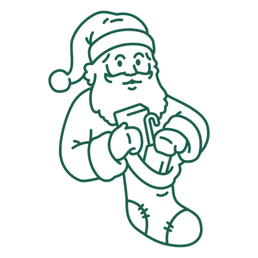 Süßer Weihnachtsmann mit Geschenk- und Strumpfillustrations-T-Shirt-Design PNG-Design