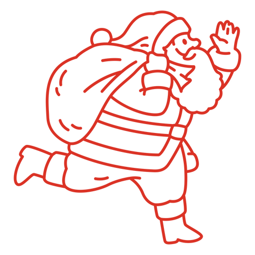 Running santa claus illustration with gift bag t-shirt design PNG Design