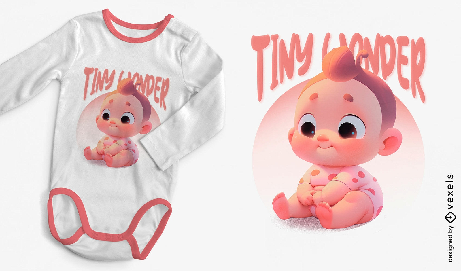 Cute baby girl in 3D style t-shirt psd