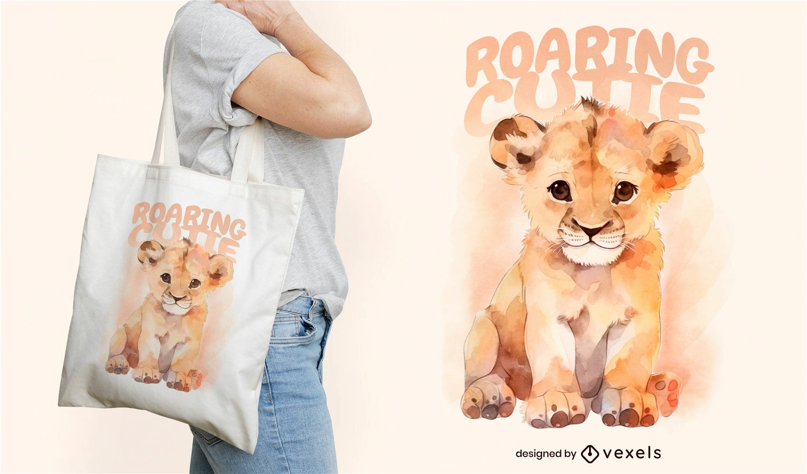 Niedliches Einkaufstaschen-Design mit Löwenbaby-Tier