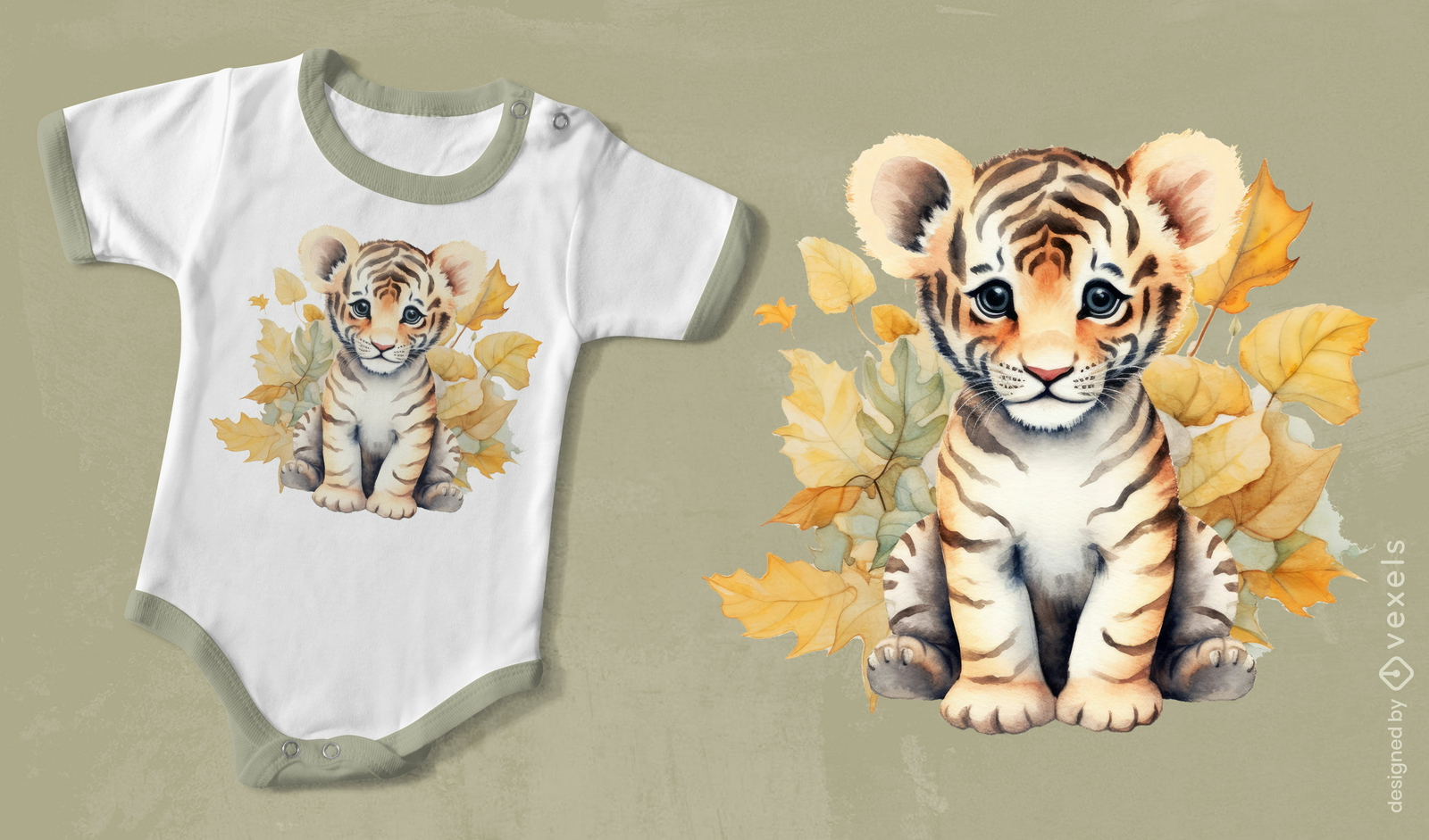 Camiseta de animal cachorro de tigre bebé psd