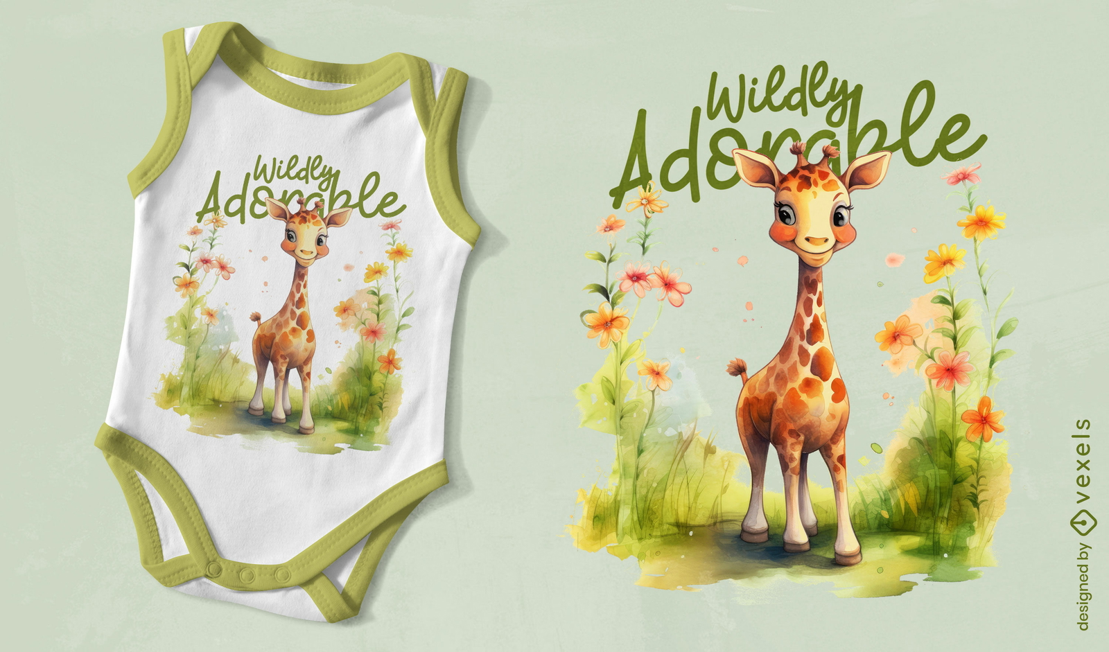 Diseño adorable de camiseta de jirafa bebé